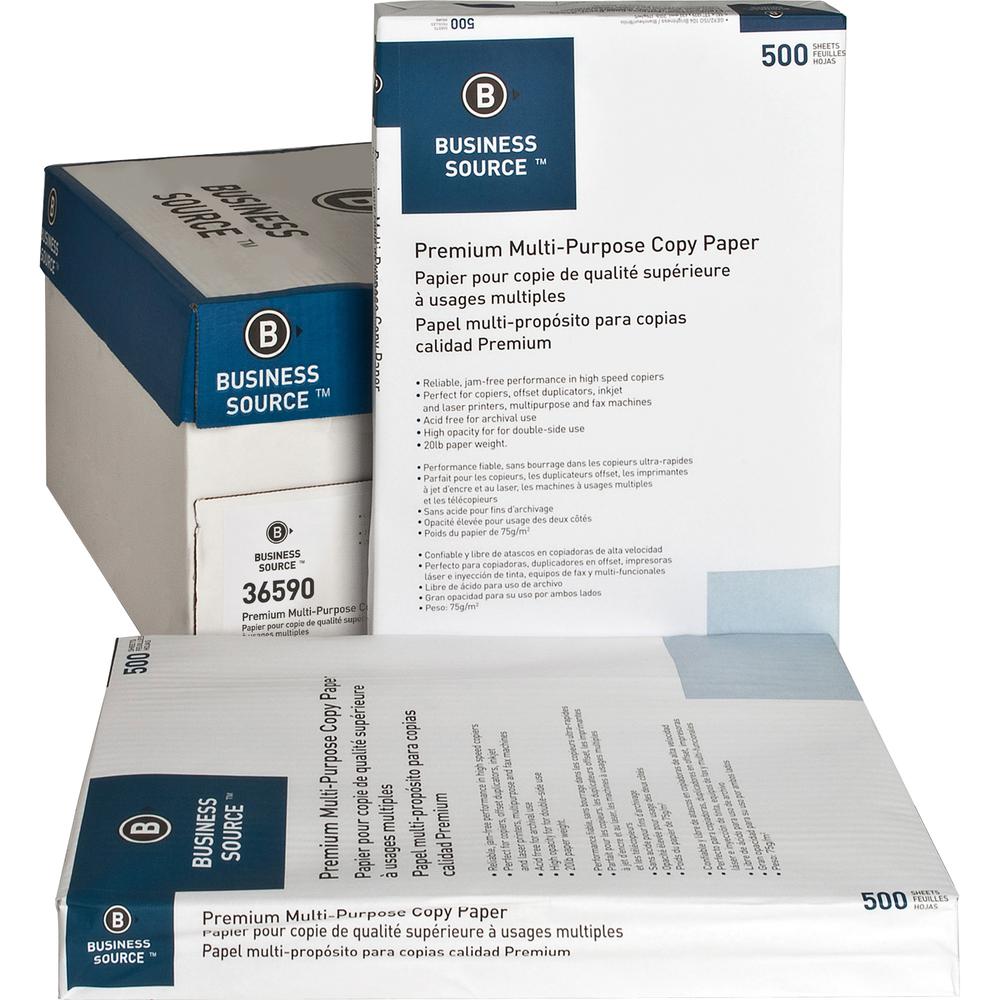 Business Source Premium Multipurpose Copy Paper - 92 Brightness - Ledger/Tabloid - 11" x 17" - 20 lb Basis Weight - 2500 / Carton - Acid-free - White. Picture 11