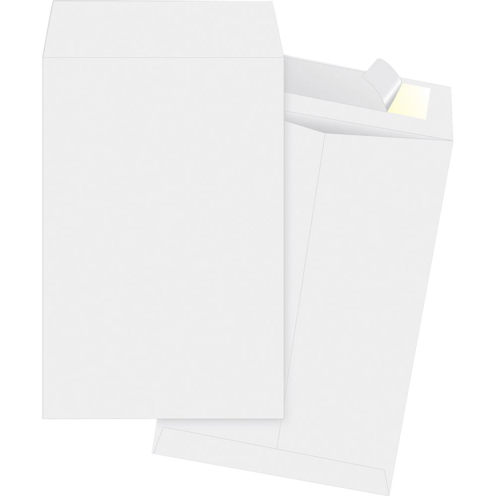 Business Source Tyvek Open-end Envelopes - Document - 6" Width x 9" Length - Peel & Seal - Tyvek - 100 / Box - White. Picture 2