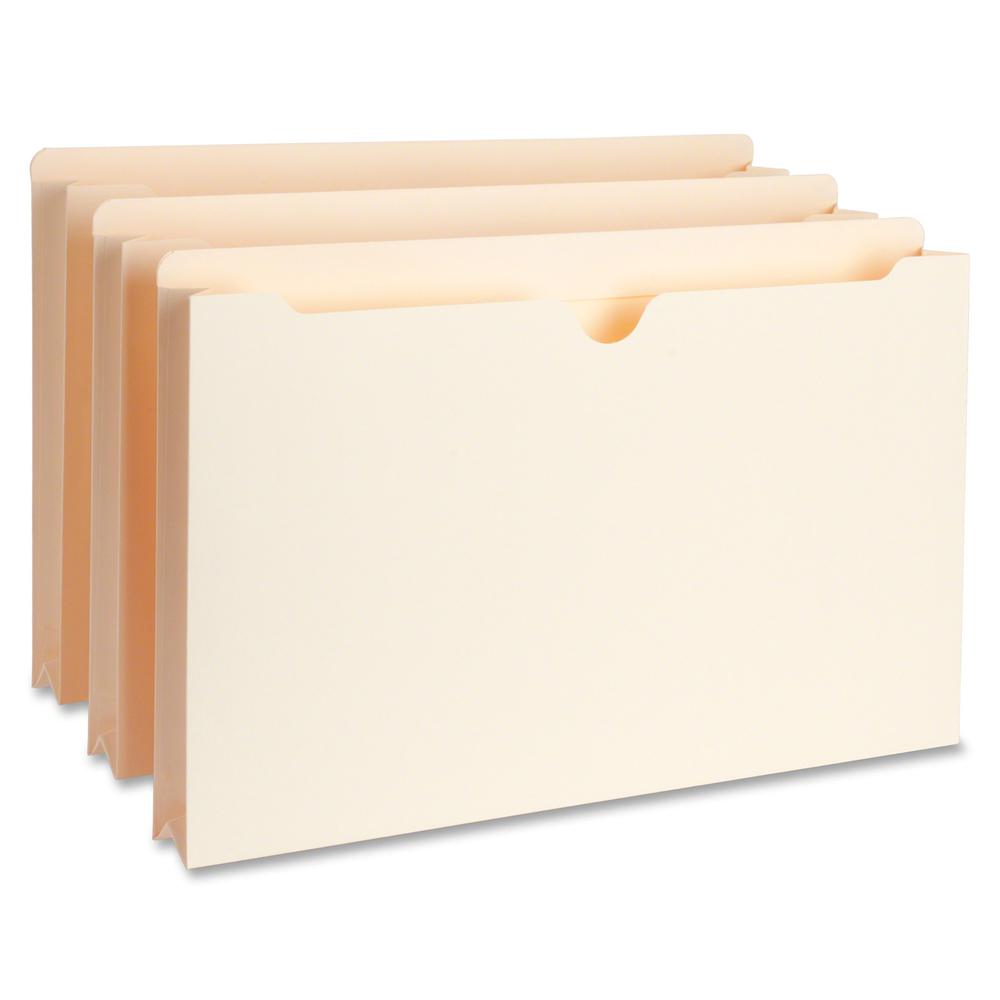 Business Source Straight Tab Cut Legal Recycled File Pocket - 8 1/2" x 14" - 1 1/2" Expansion - Manila - 10% Recycled - 50 / Box. Picture 3