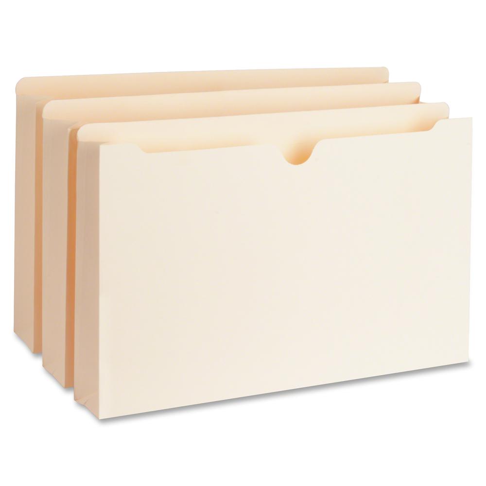 Business Source Straight Tab Cut Legal Recycled File Pocket - 8 1/2" x 14" - 2" Expansion - Manila - 10% Recycled - 50 / Box. Picture 2