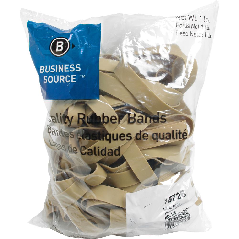 Business Source Quality Rubber Bands - Size: #105 - 5" Length x 0.6" Width - Sustainable - 60 / Pack - Rubber - Crepe. Picture 2
