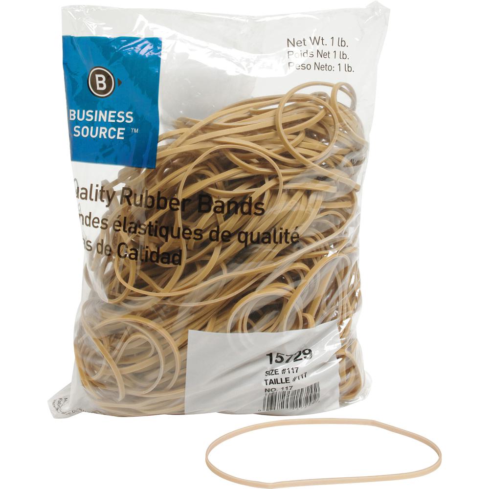 Business Source Quality Rubber Bands - Size: #117B - 7" Length x 0.1" Width - Sustainable - 200 / Pack - Rubber - Crepe. Picture 4
