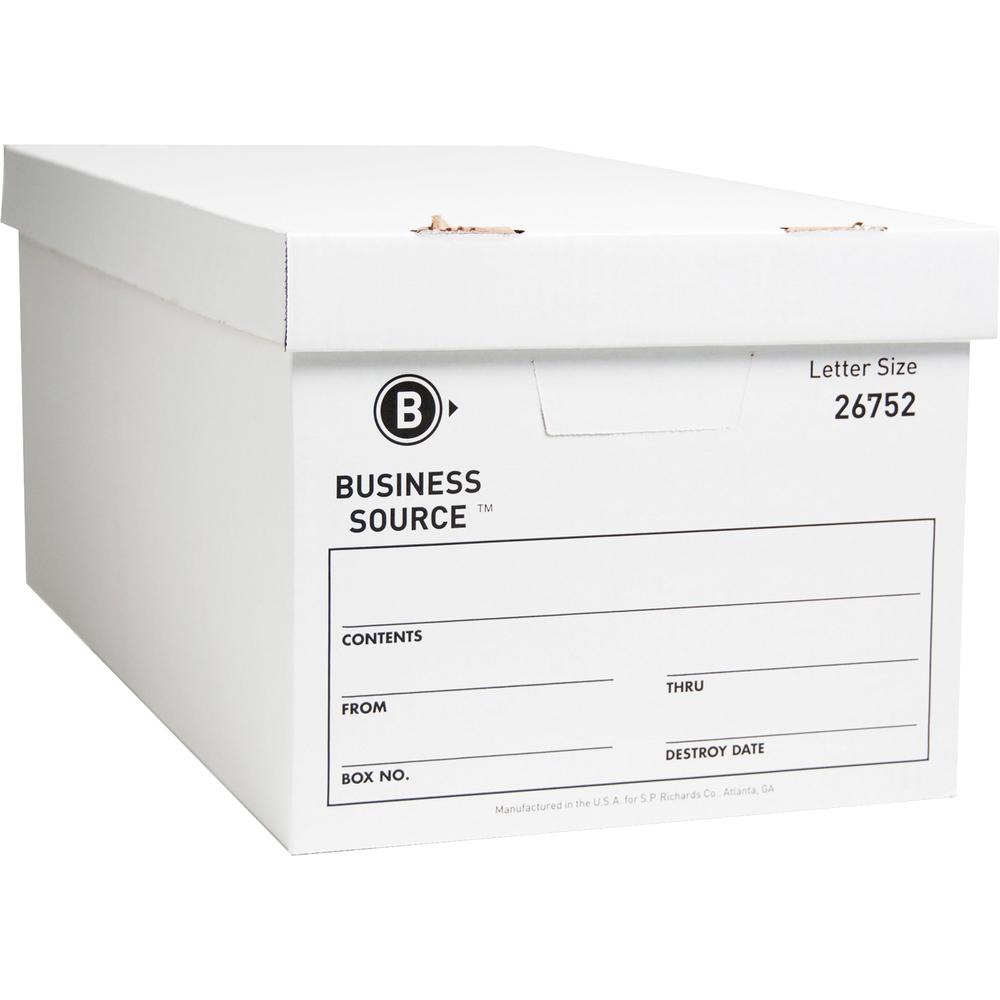 Business Source Lift-off Lid Light Duty Storage Box - External Dimensions: 12" Width x 24" Depth x 10"Height - Media Size Supported: Letter - Lift-off Closure - Light Duty - Stackable - Cardboard - Wh. Picture 7