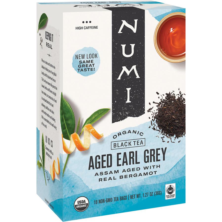 Numi Aged Organic Earl Grey Black Tea Bag - 18 Teabag - 18 / Box. Picture 3