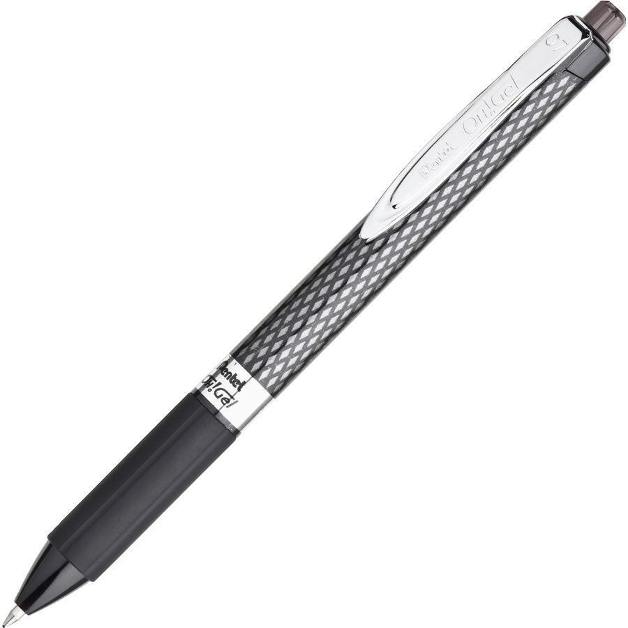 Pentel OH! Medium Point Gel Pens - Medium Pen Point - 0.7 mm Pen Point Size - Black Gel-based Ink - Carbon Fiber Barrel - 1 Dozen. Picture 4