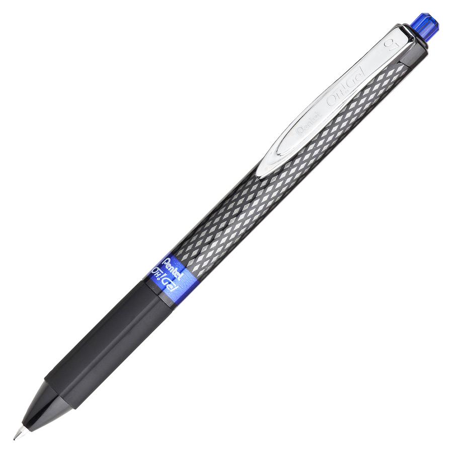 Pentel OH! Medium Point Gel Pens - Medium Pen Point - 0.7 mm Pen Point Size - Blue Gel-based Ink - Carbon Fiber Barrel - 1 Dozen. Picture 2
