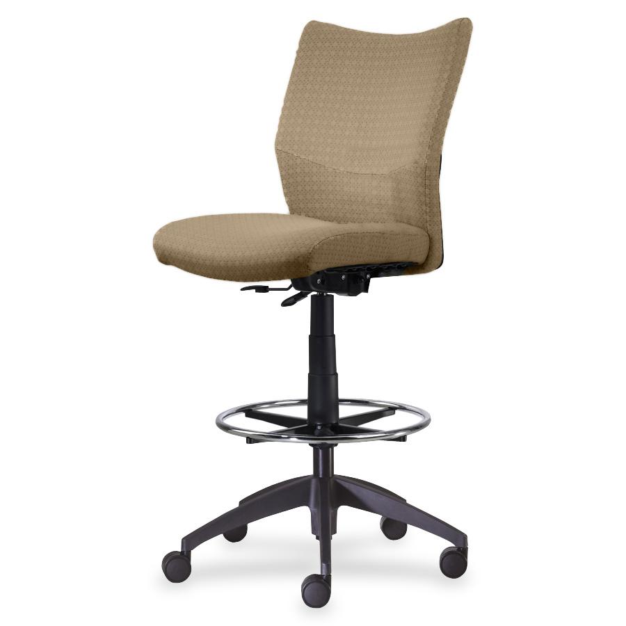 9 to 5 Seating Bristol 2366 Armless Drafting Stool - 24.5" x 27.5" x 53" - Polyester Champagne Seat. Picture 2
