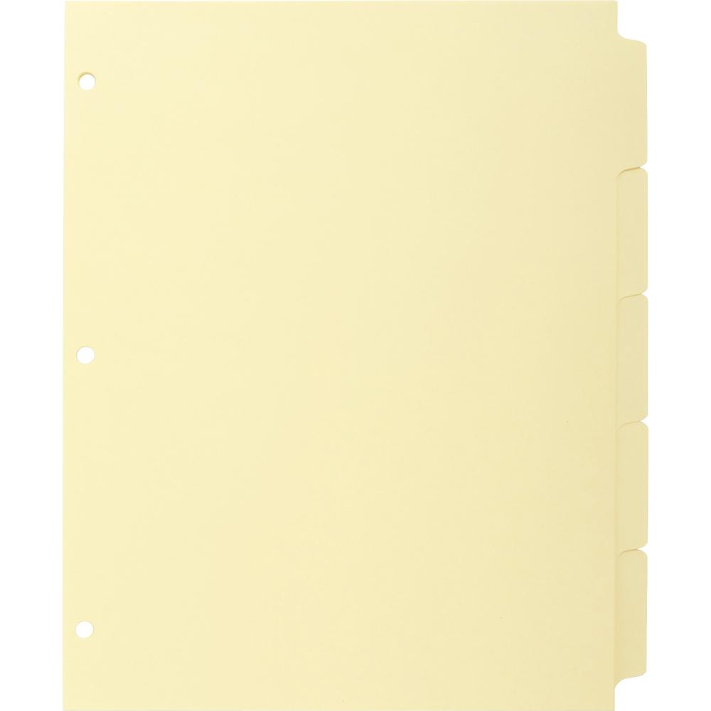 Business Source Mylar-reinforced Plain Tab Indexes - 5 Write-on Tab(s) - 8.5" Divider Width x 11" Divider Length - Letter - 3 Hole Punched - Canary Tab(s) - Hole-punched, Mylar Reinforcement, Mylar Re. Picture 2