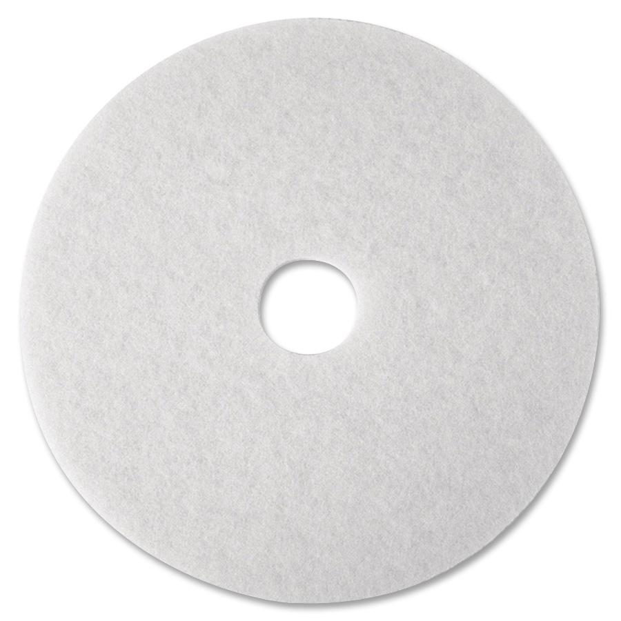 3M White Super Polish Pads - 5/Carton - Round x 20" Diameter - Polishing, Floor, Buffing, Scrubbing - Wood Floor - 175 rpm to 600 rpm Speed Supported - Textured, Adhesive, Durable, Scuff Mark Remover,. Picture 2