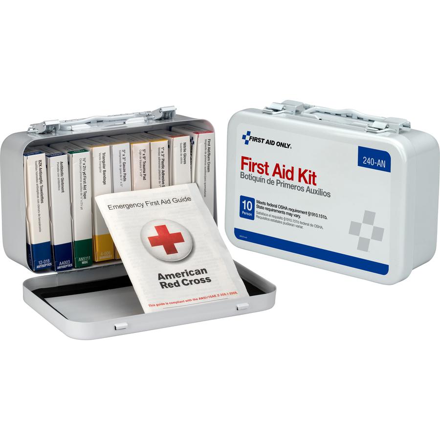 First Aid Only 10-unit ANSI 64-piece First Aid Kit - 64 x Piece(s) For 10 x Individual(s) - 4.5" Height x 7.5" Width x 2.4" Depth Length - Metal Case - 1 Each. Picture 5