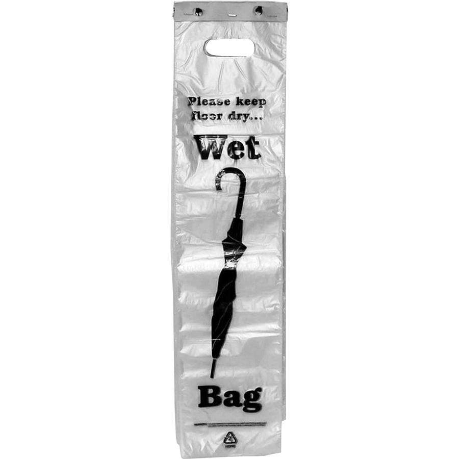 Tatco Wet Umbrella Bags - 7" Width x 31" Length - Clear, Black - Plastic - 1000/Carton - Umbrella. Picture 2