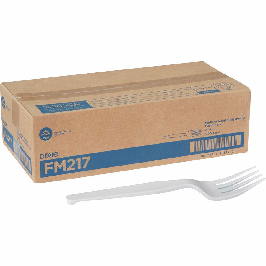 Dixie Medium-weight Disposable Forks Grab-N-Go by GP Pro - 1000/Carton - Plastic - White. Picture 2