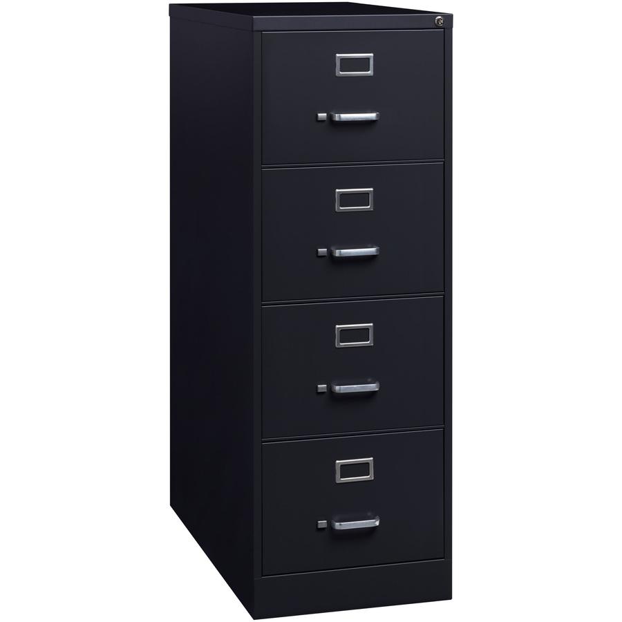 Lorell Fortress Series 26-1/2" Commercial-Grade Vertical File Cabinet - 18" x 26.5" x 52" - 4 x Drawer(s) for File - Legal - Vertical - Lockable, Ball-bearing Suspension, Heavy Duty - Black - Steel - . Picture 8