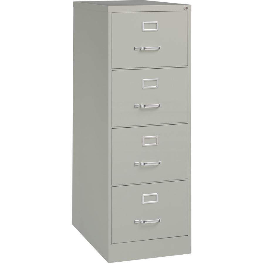 Lorell Fortress Series 26-1/2" Commercial-Grade Vertical File Cabinet - 18" x 26.5" x 52" - 4 x Drawer(s) for File - Legal - Vertical - Lockable, Ball-bearing Suspension, Heavy Duty - Light Gray - Ste. Picture 9