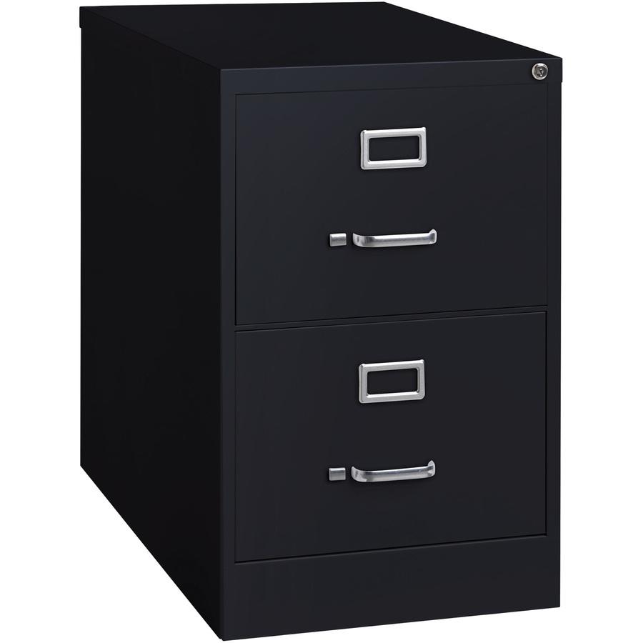 Lorell Fortress Series 26-1/2" Commercial-Grade Vertical File Cabinet - 18" x 26.5" x 28.4" - 2 x Drawer(s) for File - Legal - Vertical - Lockable, Ball-bearing Suspension, Heavy Duty - Black - Steel . Picture 8