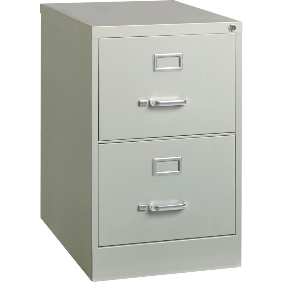Lorell Fortress Series 26-1/2" Commercial-Grade Vertical File Cabinet - 18" x 26.5" x 28.4" - 2 x Drawer(s) for File - Legal - Vertical - Lockable, Ball-bearing Suspension, Heavy Duty - Light Gray - S. Picture 9