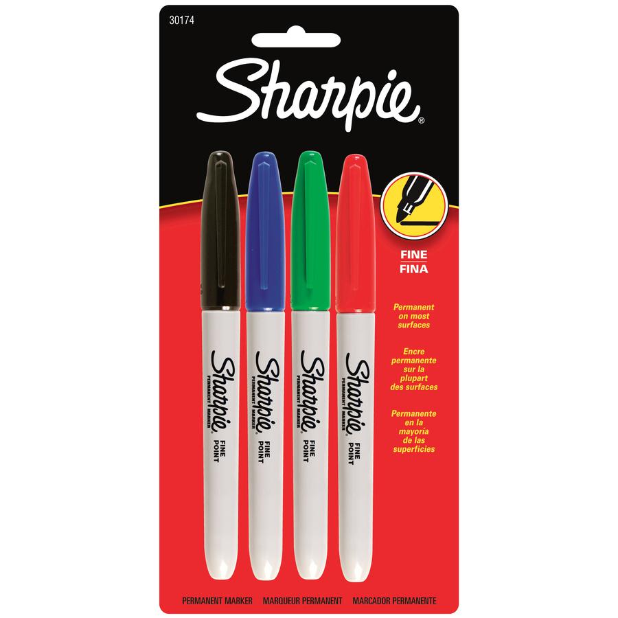 Sharpie Fine Point Permanent Marker - Fine Marker Point - Blue, Black, Green, Red Oil Based Ink - 4 / Pack. Picture 6