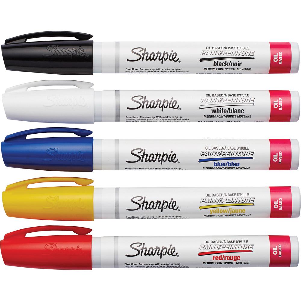 Sharpie Oil-Based Paint Marker - Medium Point - Medium Marker Point - Assorted Oil Based Ink - 5 / Pack. Picture 2