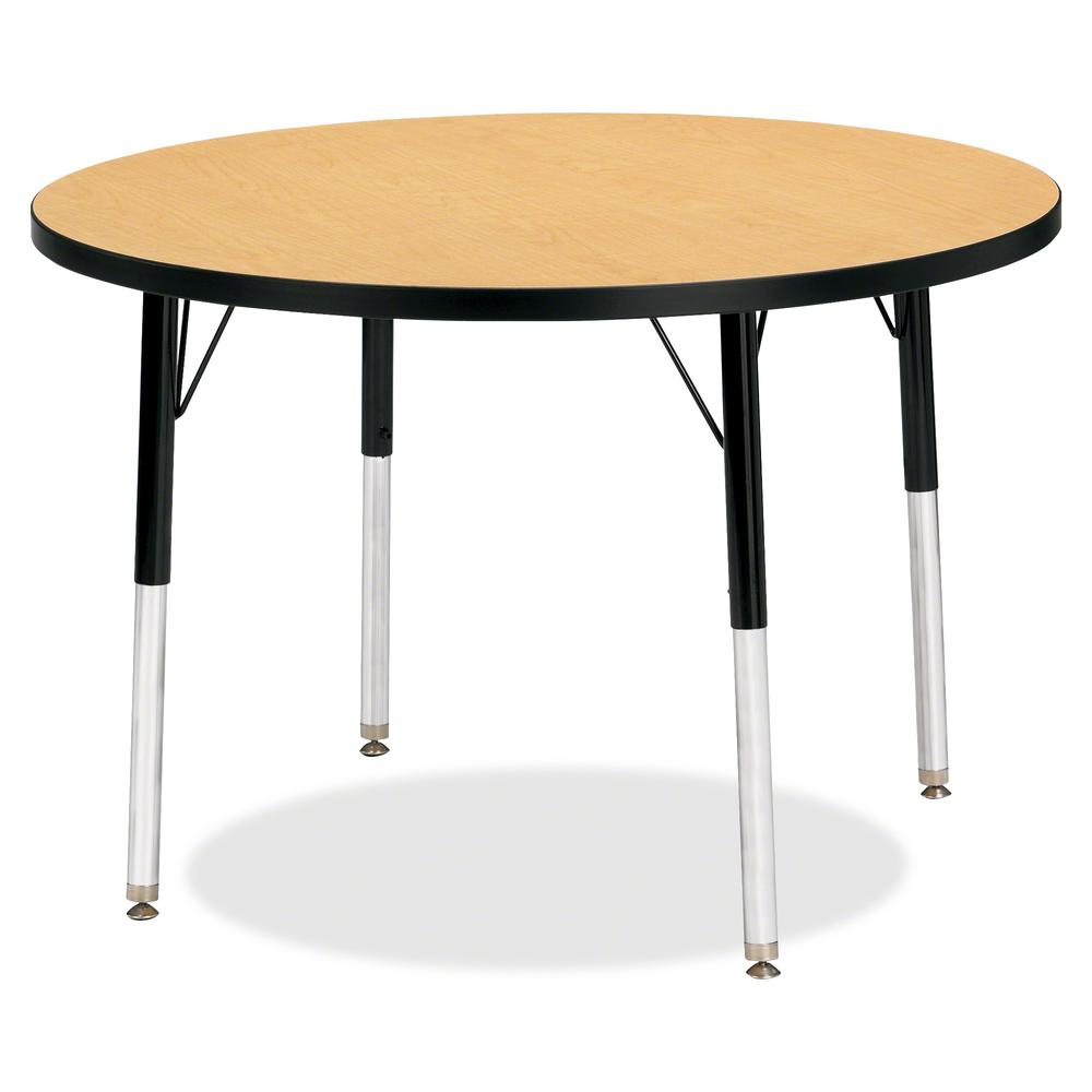 Jonti-Craft Berries Elementary Height Color Top Round Table - Laminated Round, Oak Top - Four Leg Base - 4 Legs - Adjustable Height - 15" to 24" Adjustment x 1.13" Table Top Thickness x 36" Table Top . Picture 2