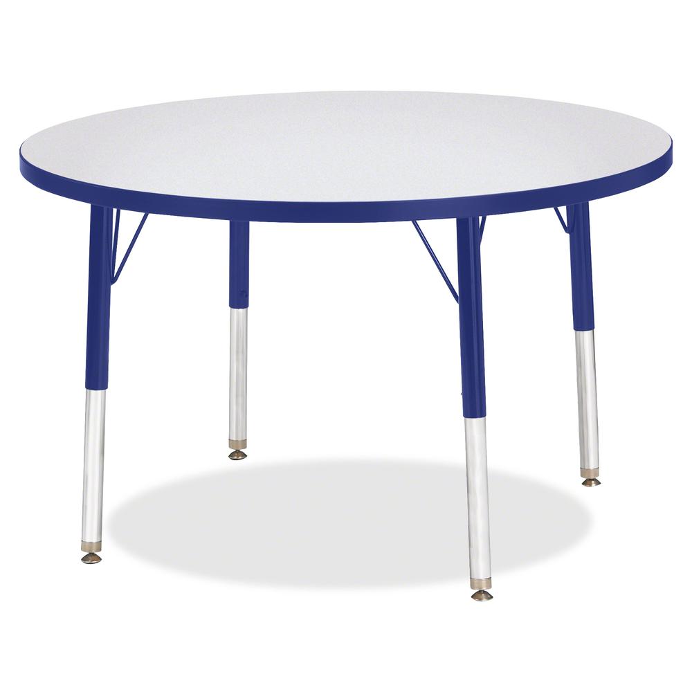 Jonti-Craft Berries Elementary Height Color Edge Round Table - Blue Round Top - Four Leg Base - 4 Legs - Adjustable Height - 24" to 31" Adjustment x 1.13" Table Top Thickness x 36" Table Top Diameter . Picture 2