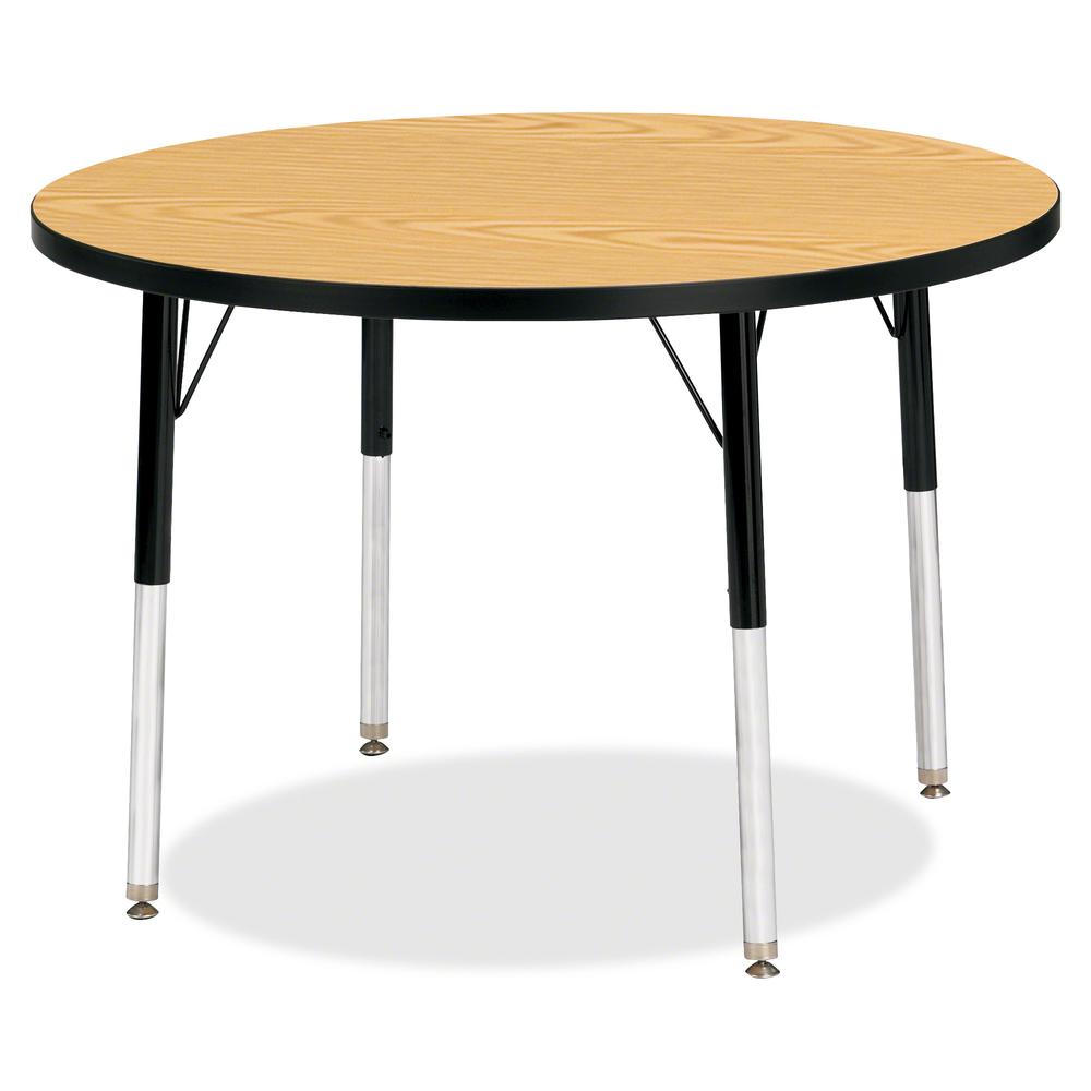 Jonti-Craft Berries Adult Height Color Top Round Table - For - Table TopBlack Oak Round, Laminated Top - Four Leg Base - 4 Legs - Adjustable Height - 24" to 31" Adjustment x 1.13" Table Top Thickness . Picture 2