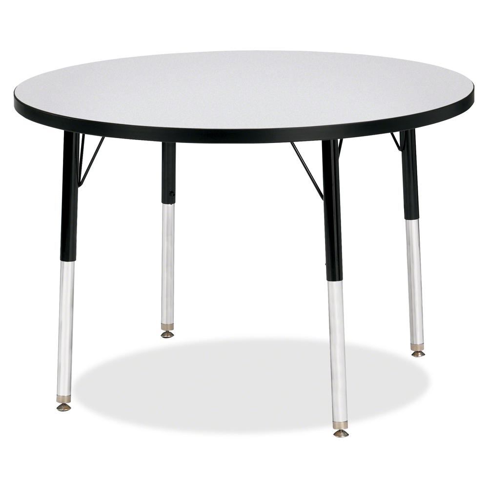 Jonti-Craft Berries Adult Height Color Edge Round Table - Black Round, Laminated Top - Four Leg Base - 4 Legs - Adjustable Height - 24" to 31" Adjustment x 1.13" Table Top Thickness x 36" Table Top Di. Picture 2