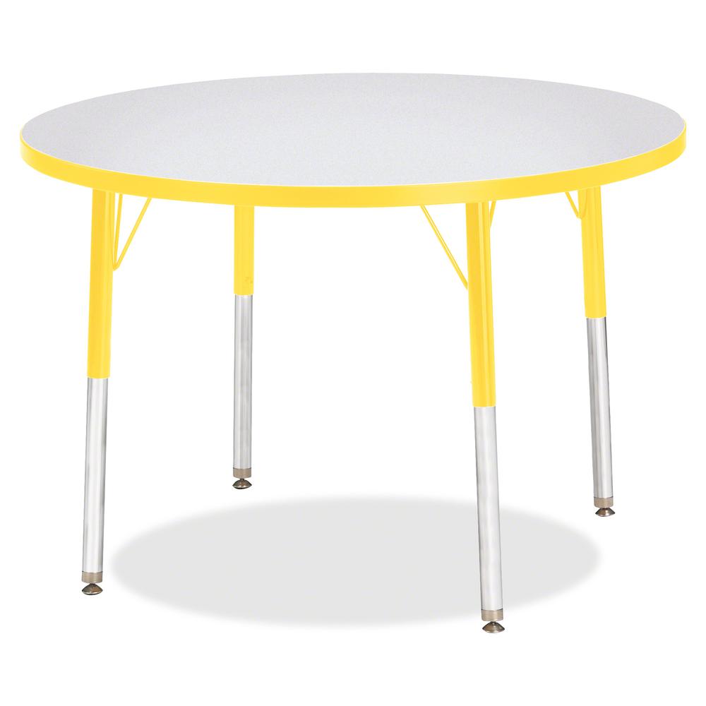 Jonti-Craft Berries Adult Height Color Edge Round Table - Laminated Round, Yellow Top - Four Leg Base - 4 Legs - Adjustable Height - 24" to 31" Adjustment x 1.13" Table Top Thickness x 36" Table Top D. Picture 3