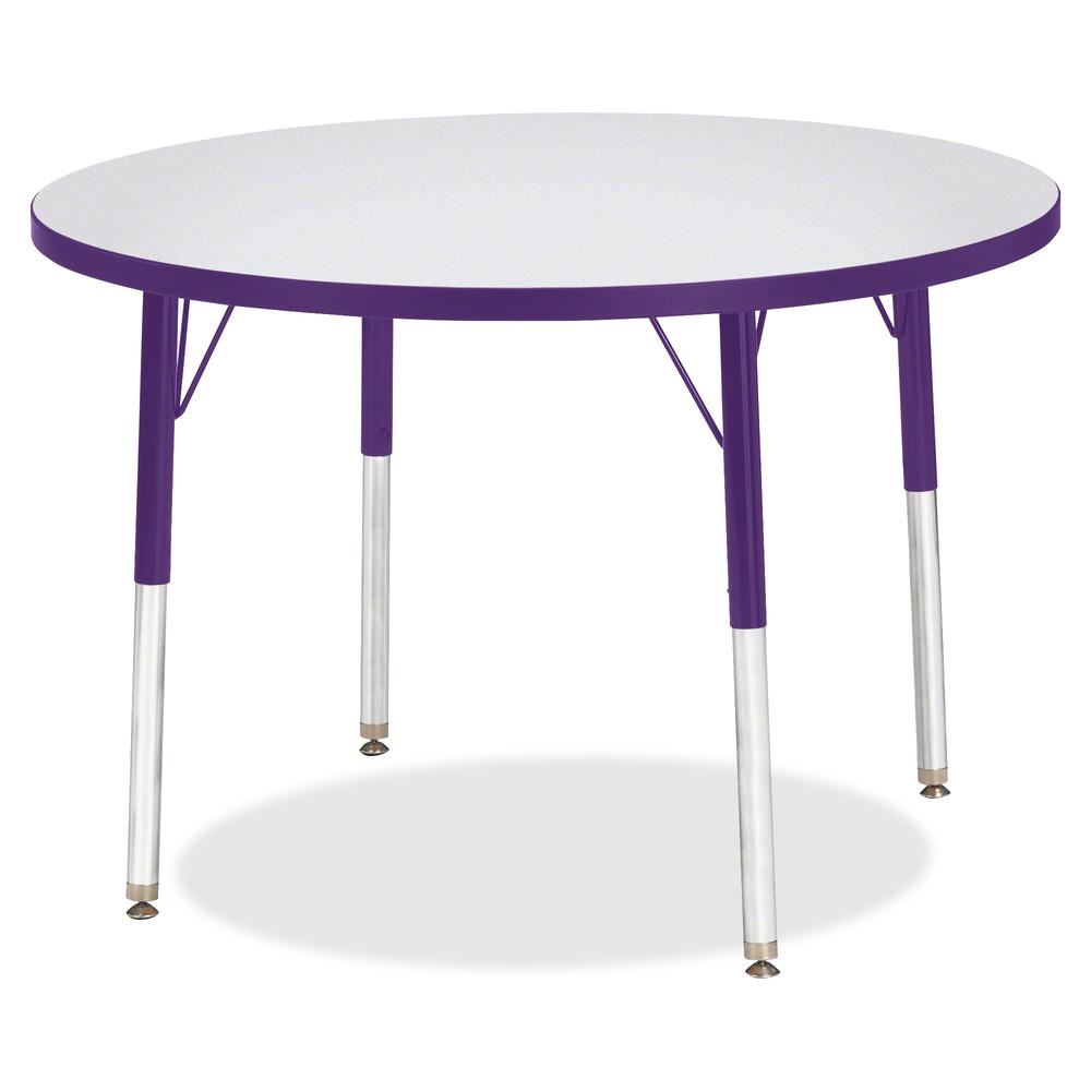 Jonti-Craft Berries Adult Height Color Edge Round Table - Laminated Round, Purple Top - Four Leg Base - 4 Legs - Adjustable Height - 24" to 31" Adjustment x 1.13" Table Top Thickness x 36" Table Top D. Picture 3