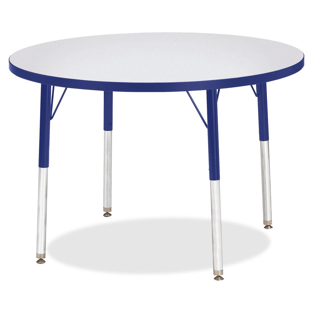Jonti-Craft Berries Adult Height Color Edge Round Table - Blue Round, Laminated Top - Four Leg Base - 4 Legs - Adjustable Height - 24" to 31" Adjustment x 1.13" Table Top Thickness x 36" Table Top Dia. Picture 3