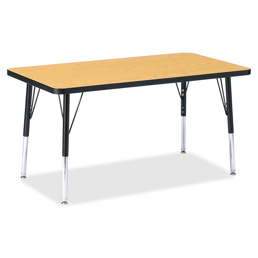 Jonti-Craft Berries Elementary Height Color Top Rectangle Table - Black Oak Rectangle, Laminated Top - Four Leg Base - 4 Legs - Adjustable Height - 15" to 24" Adjustment - 36" Table Top Length x 24" T. Picture 2
