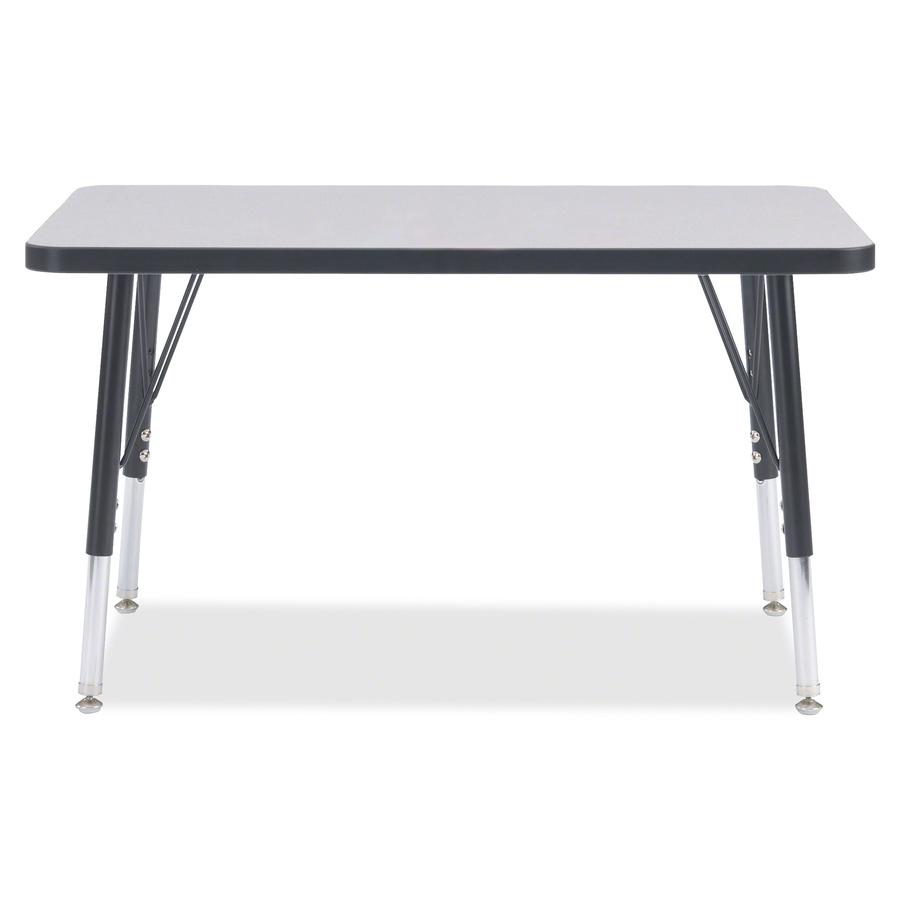 Jonti-Craft Berries Elementary Height Color Edge Rectangle Table - Black Rectangle, Laminated Top - Four Leg Base - 4 Legs - Adjustable Height - 15" to 24" Adjustment - 36" Table Top Length x 24" Tabl. Picture 3
