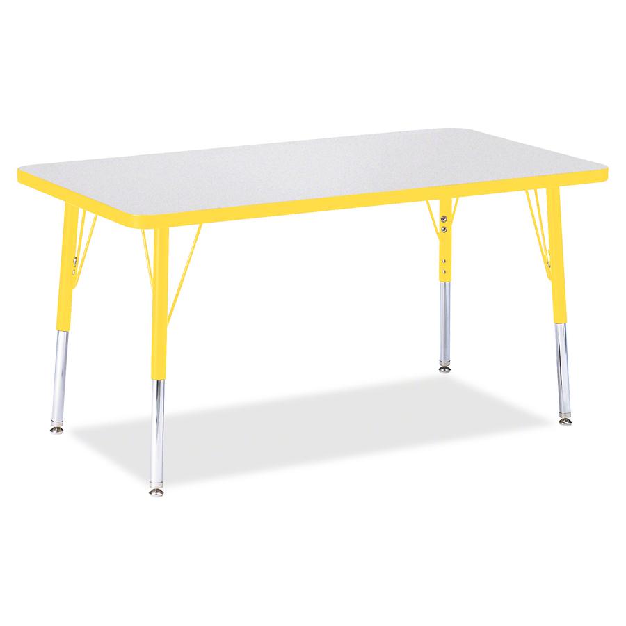Jonti-Craft Berries Elementary Height Color Edge Rectangle Table - Gray Rectangle Top - Four Leg Base - 4 Legs - Adjustable Height - 15" to 24" Adjustment - 36" Table Top Length x 24" Table Top Width . Picture 5
