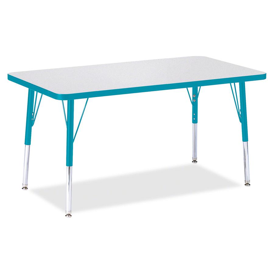 Jonti-Craft Berries Elementary Height Color Edge Rectangle Table - For - Table TopGray Rectangle Top - Four Leg Base - 4 Legs - Adjustable Height - 15" to 24" Adjustment - 36" Table Top Length x 24" T. Picture 4