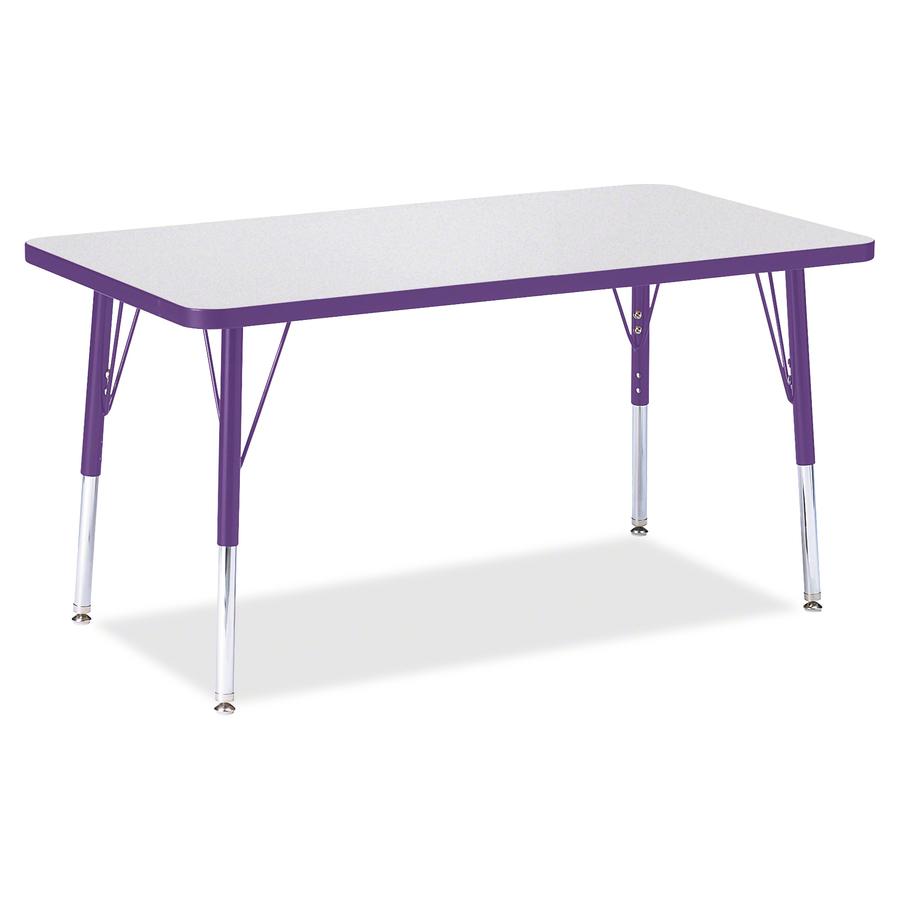 Jonti-Craft Berries Elementary Height Color Edge Rectangle Table - For - Table TopGray Rectangle Top - Four Leg Base - 4 Legs - Adjustable Height - 15" to 24" Adjustment - 36" Table Top Length x 24" T. Picture 2