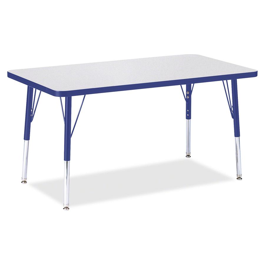 Jonti-Craft Berries Elementary Height Gray Top Rectangular Table - Gray Rectangle, Laminated Top - Four Leg Base - 4 Legs - Adjustable Height - 15" to 24" Adjustment - 36" Table Top Length x 24" Table. Picture 2