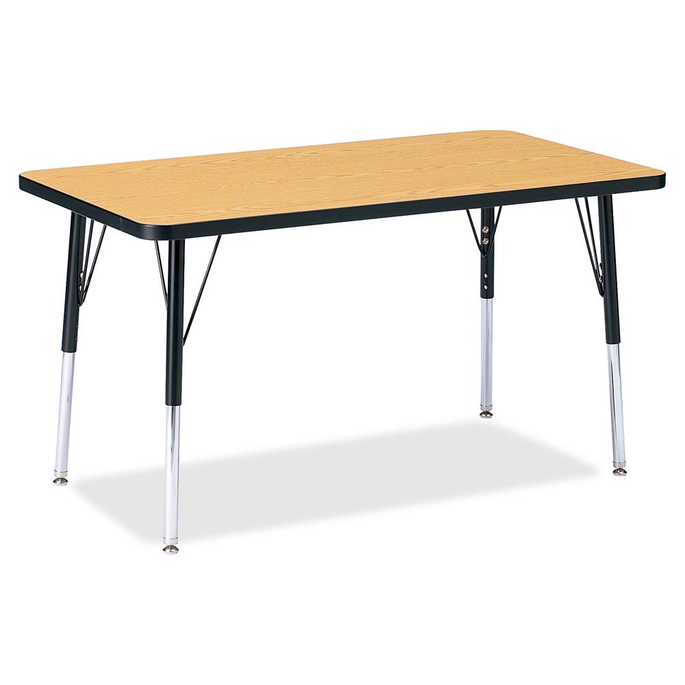 Jonti-Craft Berries Adult Height Color Top Rectangle Table - Black Oak Rectangle, Laminated Top - Four Leg Base - 4 Legs - Adjustable Height - 24" to 31" Adjustment - 36" Table Top Length x 24" Table . Picture 2