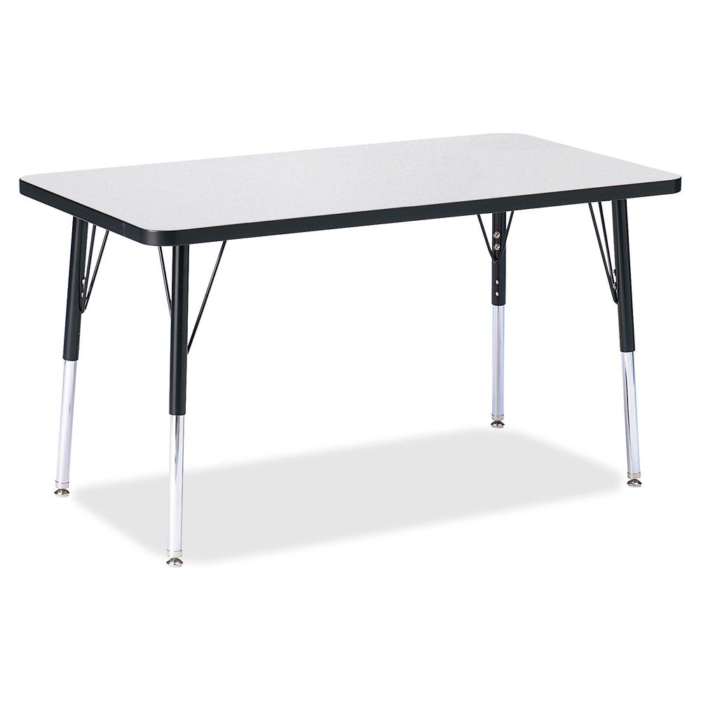 Jonti-Craft Berries Adult Height Color Edge Rectangle Table - Black Rectangle, Laminated Top - Four Leg Base - 4 Legs - Adjustable Height - 24" to 31" Adjustment - 36" Table Top Length x 24" Table Top. Picture 2