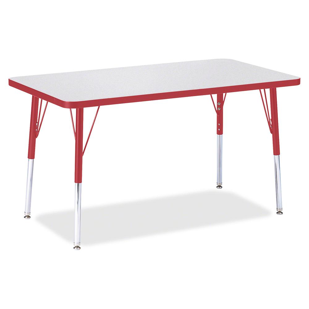 Jonti-Craft Berries Adult Height Color Edge Rectangle Table - Laminated Rectangle, Red Top - Four Leg Base - 4 Legs - Adjustable Height - 24" to 31" Adjustment - 36" Table Top Length x 24" Table Top W. Picture 3