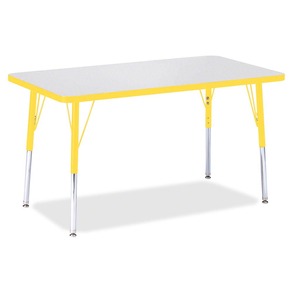 Jonti-Craft Berries Adult Height Color Edge Rectangle Table - Laminated Rectangle, Yellow Top - Four Leg Base - 4 Legs - Adjustable Height - 24" to 31" Adjustment - 36" Table Top Length x 24" Table To. Picture 2
