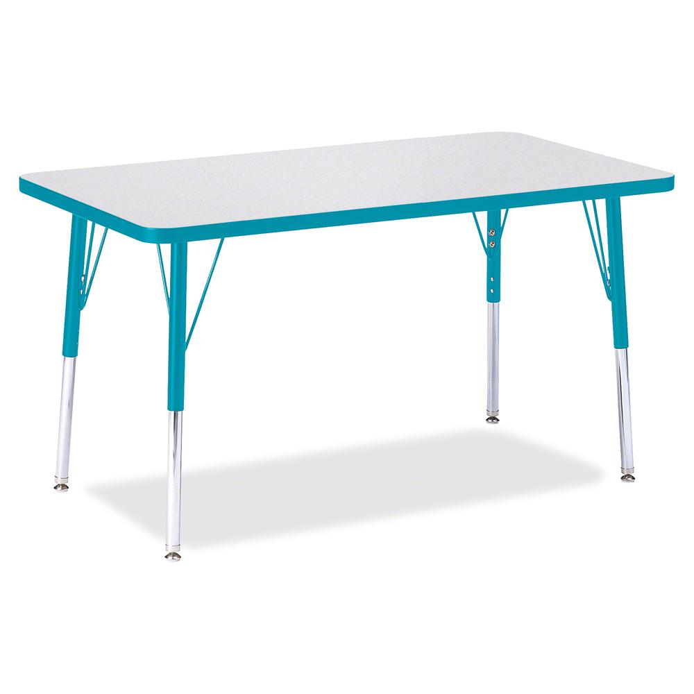 Jonti-Craft Berries Adult Height Color Edge Rectangle Table - Laminated Rectangle, Teal Top - Four Leg Base - 4 Legs - Adjustable Height - 24" to 31" Adjustment - 36" Table Top Length x 24" Table Top . Picture 2