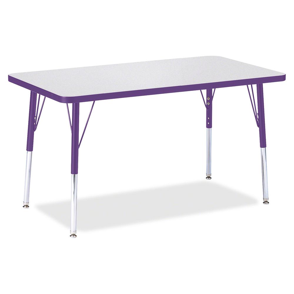 Jonti-Craft Berries Adult Height Color Edge Rectangle Table - Laminated Rectangle, Purple Top - Four Leg Base - 4 Legs - Adjustable Height - 24" to 31" Adjustment - 36" Table Top Length x 24" Table To. Picture 3