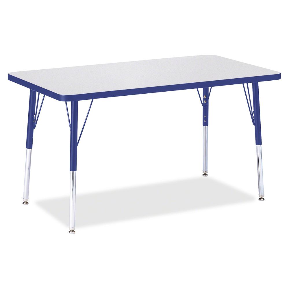 Jonti-Craft Berries Adult Height Color Edge Rectangle Table - Blue Rectangle, Laminated Top - Four Leg Base - 4 Legs - Adjustable Height - 24" to 31" Adjustment - 36" Table Top Length x 24" Table Top . Picture 2