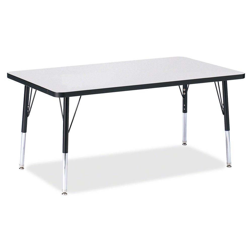 Jonti-Craft Berries Elementary Height Color Edge Rectangle Table - Black Rectangle, Laminated Top - Four Leg Base - 4 Legs - Adjustable Height - 15" to 24" Adjustment - 48" Table Top Length x 30" Tabl. Picture 3