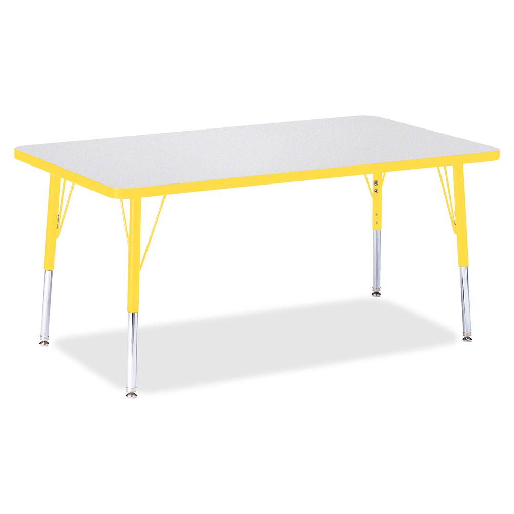 Jonti-Craft Berries Elementary Height Color Edge Rectangle Table - For - Table TopGray Rectangle Top - Four Leg Base - 4 Legs - Adjustable Height - 15" to 24" Adjustment - 48" Table Top Length x 30" T. Picture 3