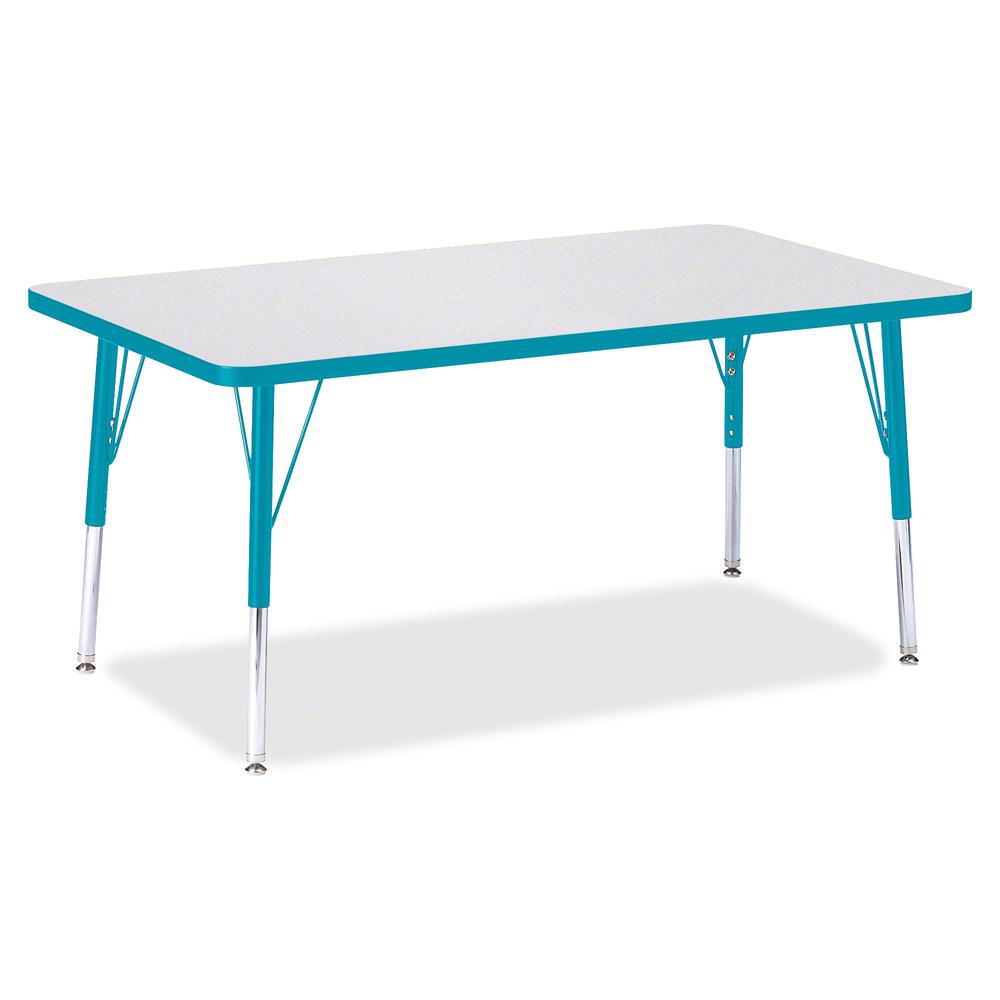 Jonti-Craft Berries Elementary Height Color Edge Rectangle Table - Gray Rectangle, Laminated Top - Four Leg Base - 4 Legs - Adjustable Height - 15" to 24" Adjustment - 48" Table Top Length x 30" Table. Picture 2