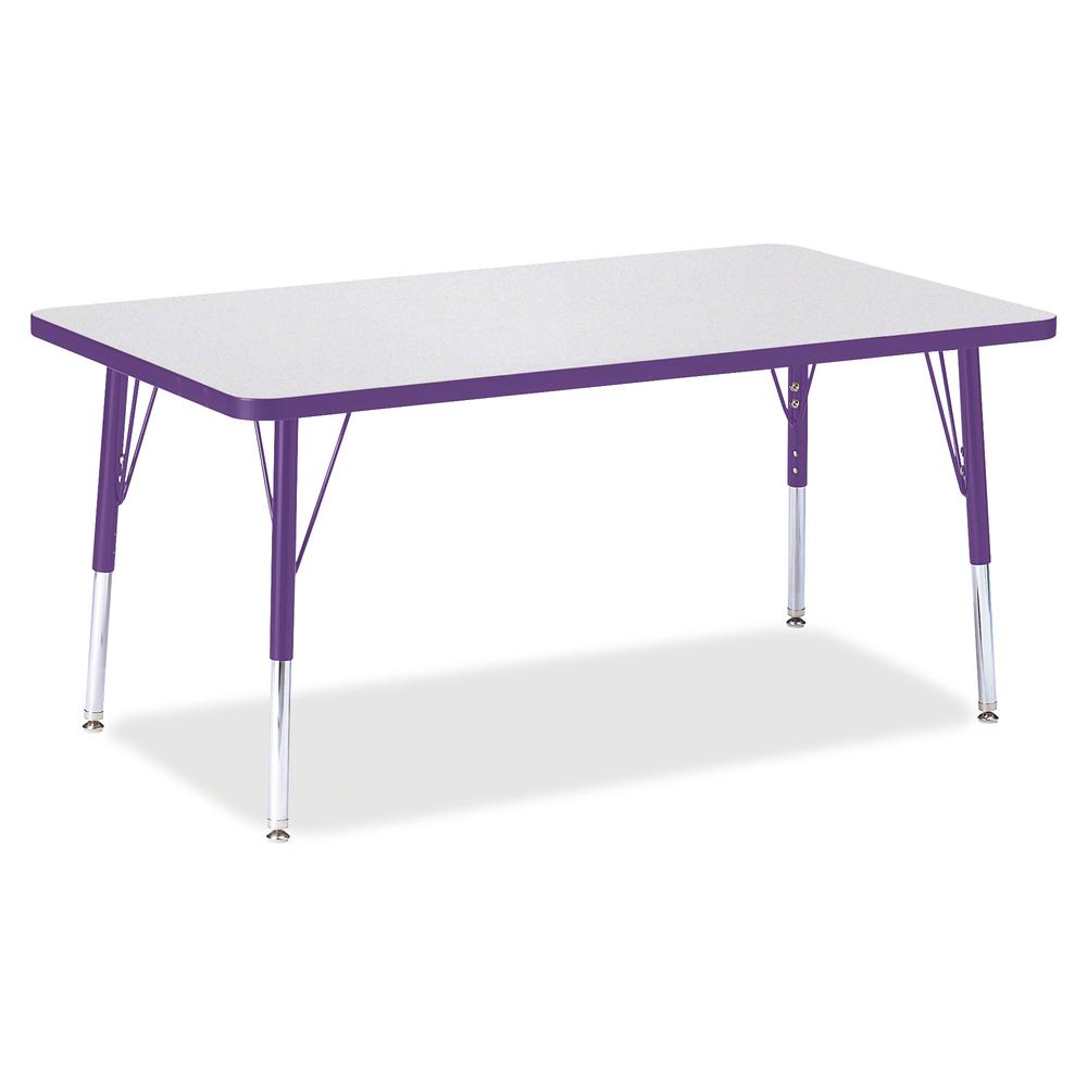 Jonti-Craft Berries Elementary Height Color Edge Rectangle Table - Gray Rectangle Top - Four Leg Base - 4 Legs - Adjustable Height - 15" to 24" Adjustment - 48" Table Top Length x 30" Table Top Width . Picture 2