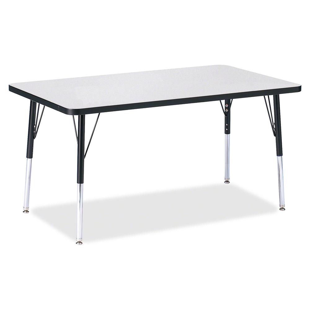 Jonti-Craft Berries Adult Height Color Edge Rectangle Table - For - Table TopBlack Rectangle, Laminated Top - Four Leg Base - 4 Legs - Adjustable Height - 24" to 31" Adjustment - 48" Table Top Length . Picture 3