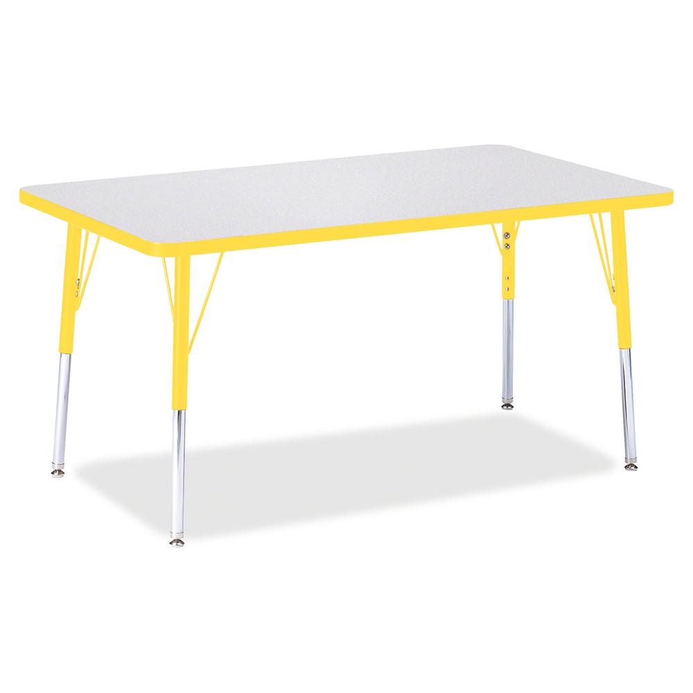 Jonti-Craft Berries Adult Height Color Edge Rectangle Table - Laminated Rectangle, Yellow Top - Four Leg Base - 4 Legs - Adjustable Height - 24" to 31" Adjustment - 48" Table Top Length x 30" Table To. Picture 3