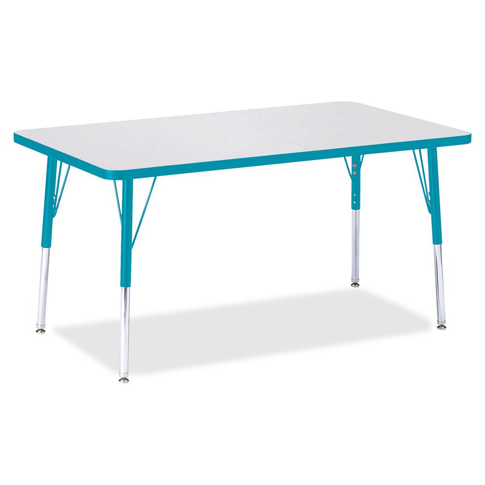Jonti-Craft Berries Adult Height Color Edge Rectangle Table - For - Table TopLaminated Rectangle, Teal Top - Four Leg Base - 4 Legs - Adjustable Height - 24" to 31" Adjustment - 48" Table Top Length x. Picture 2