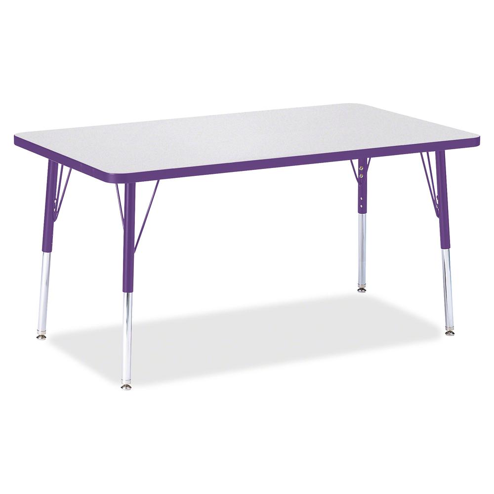 Jonti-Craft Berries Adult Height Color Edge Rectangle Table - Laminated Rectangle, Purple Top - Four Leg Base - 4 Legs - Adjustable Height - 24" to 31" Adjustment - 48" Table Top Length x 30" Table To. Picture 3